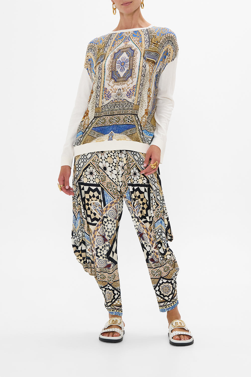 The CAMILLA LONG SLEEVE JUMPER WITH PRINT FRONT MAKE ME YOUR MOSAIC in our MAKE ME YOUR MOSAIC print.