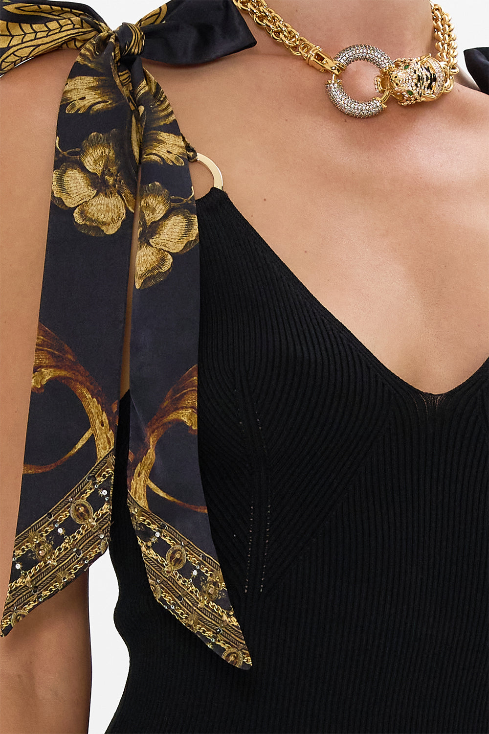 LONG KNIT DRESS WITH SILK TIES ERA OF EMPIRES