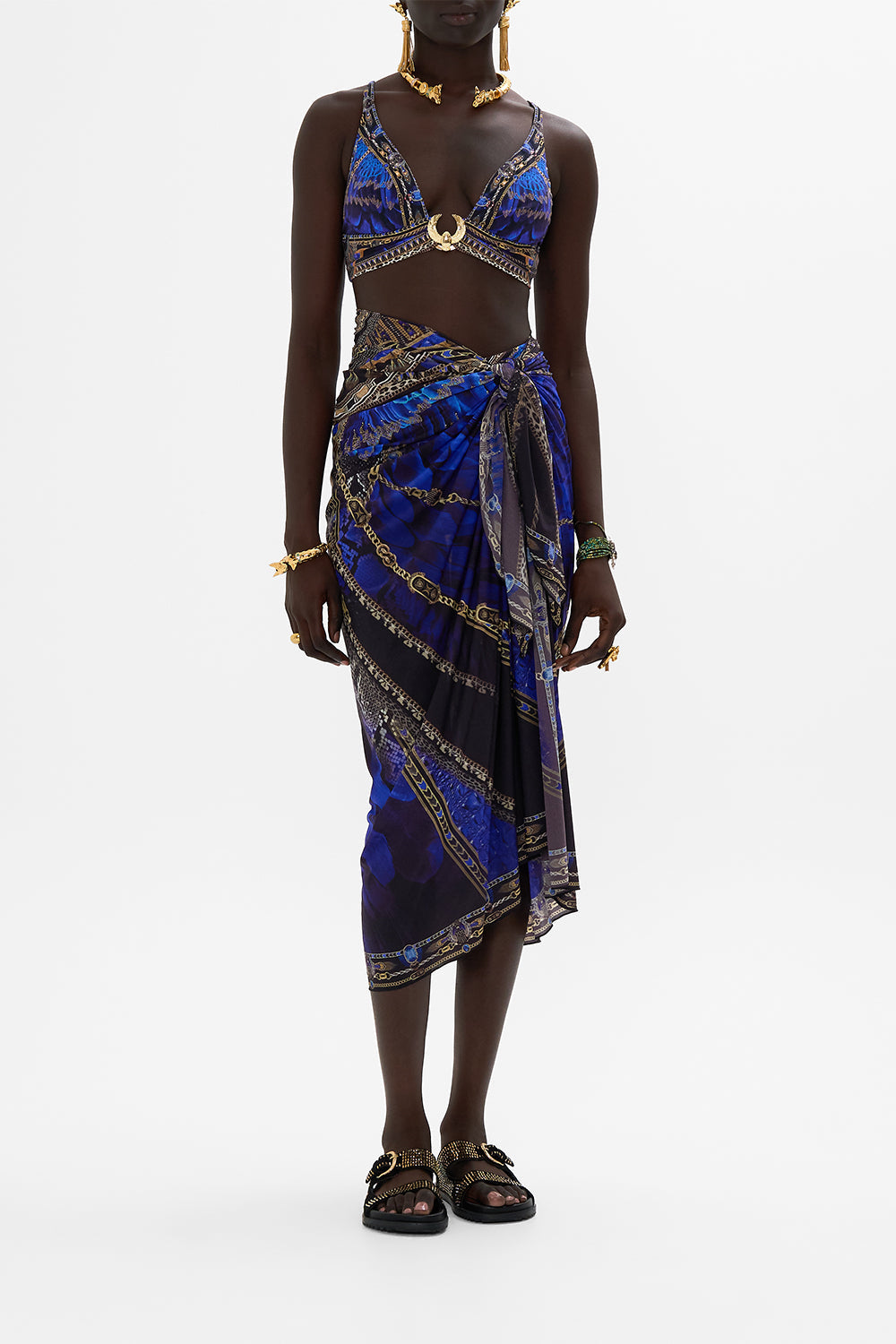 CAMILLA High Waist Pant with Trim in Other Side of the Oasis print.