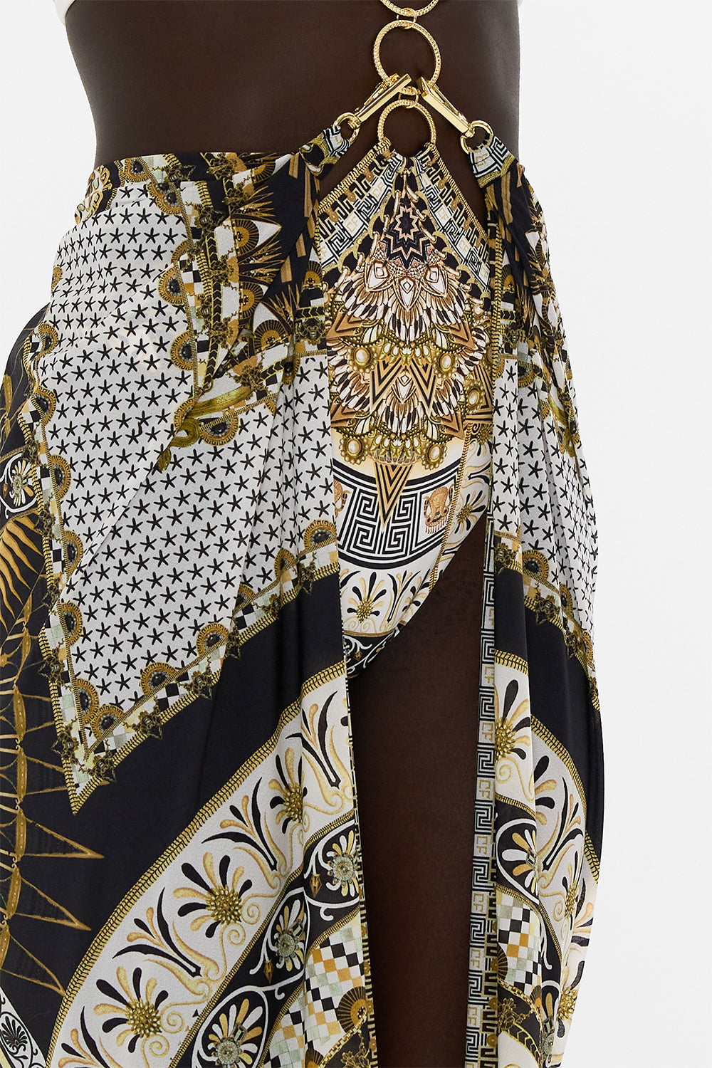 The CAMILLA LONG SARONG WITH CLIP TEMPLES OF DENDARA in our  print.