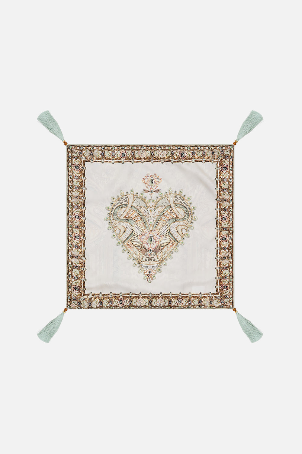 Villa CAMILLA small square printed cushioin in Ivory Tower Tales print