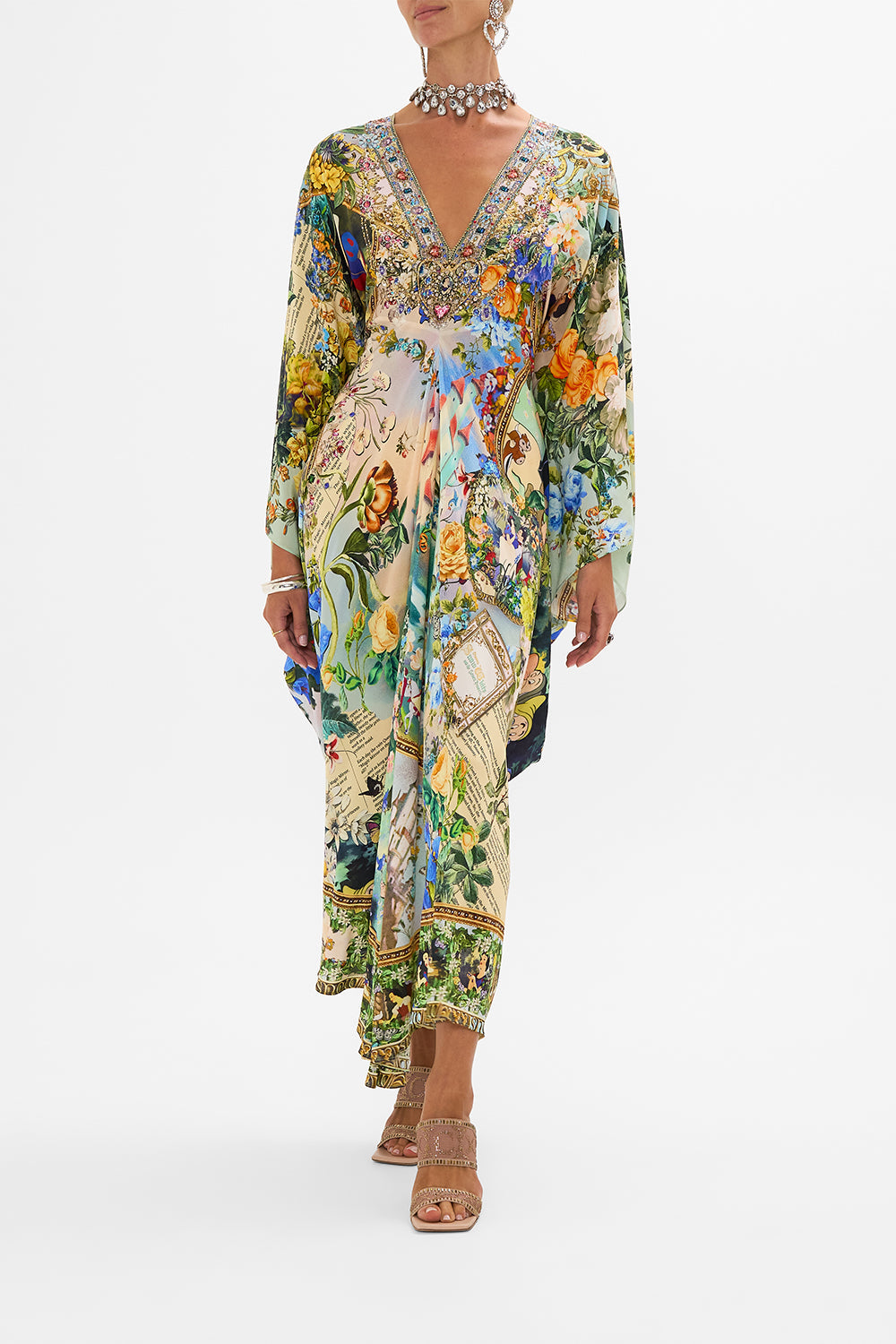Disney CAMILLA silk kaftan in The Kindest One Of All print