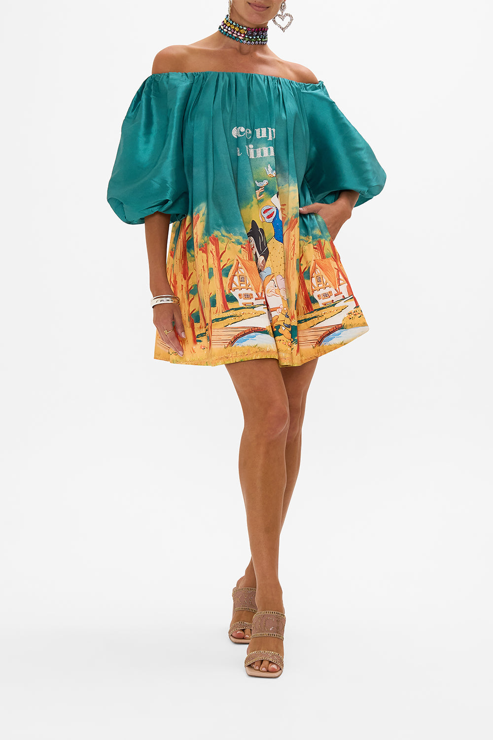 Disney CAMILLA one shoulder dress in Kindest One Of All print