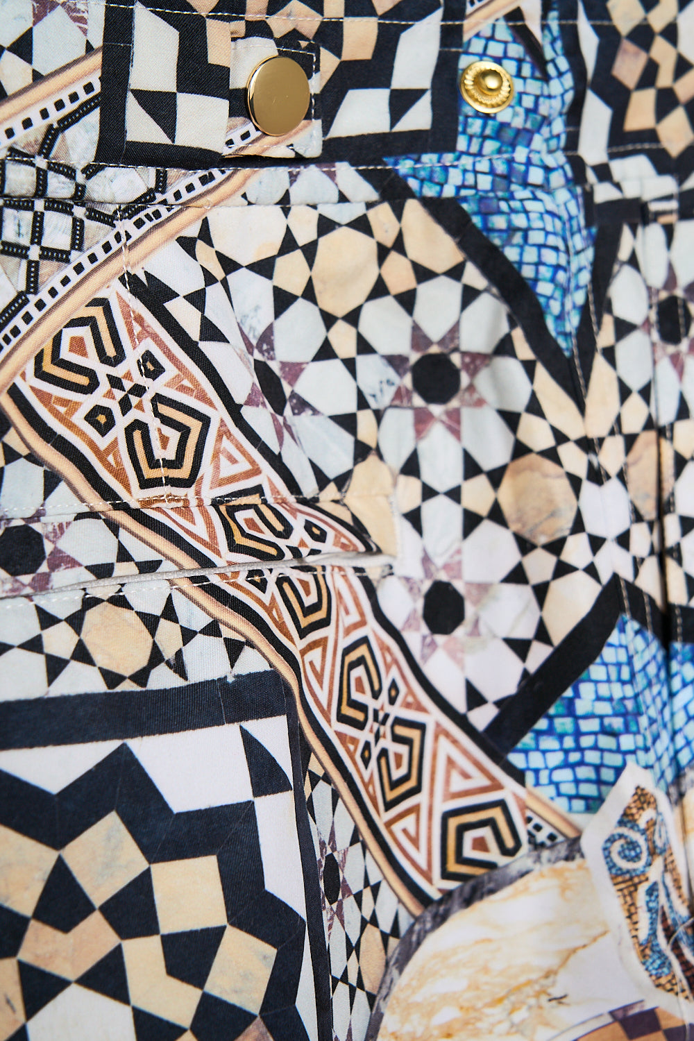 The CAMILLA MID LENGTH SWIM SHORT MAKE ME YOUR MOSAIC in our  print.