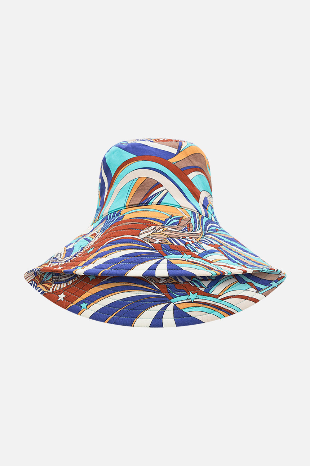 CAMILLA Wide brim bucket hat in Oasis Oracle print.