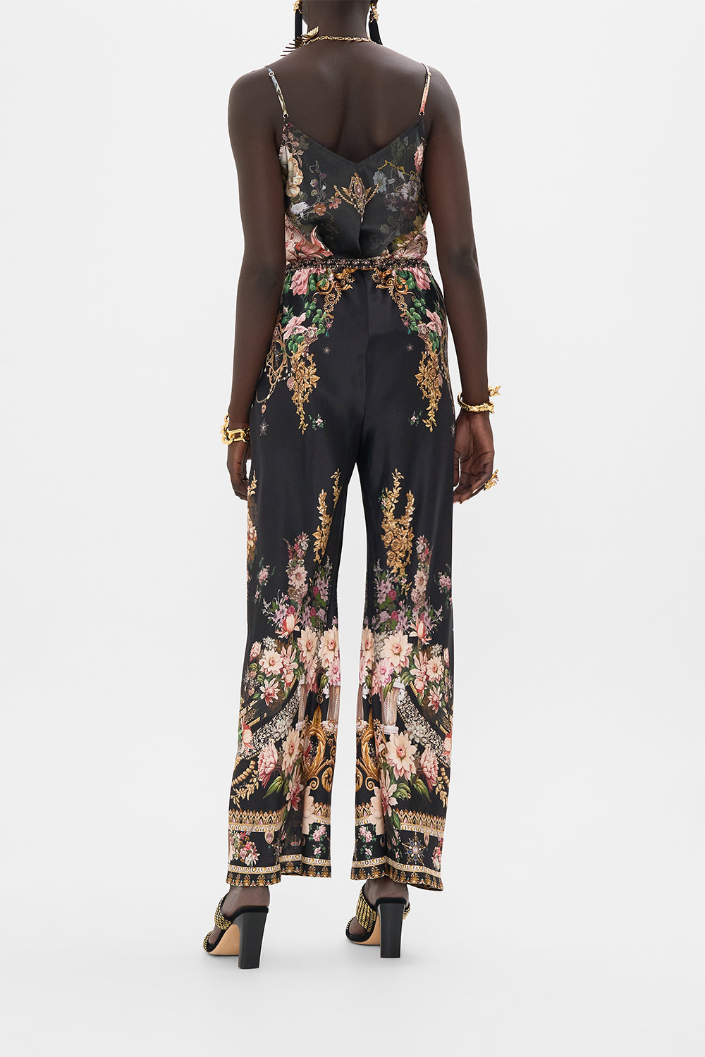 CAMILLA bias cut drawstring pant in Dyansty Daze print. 