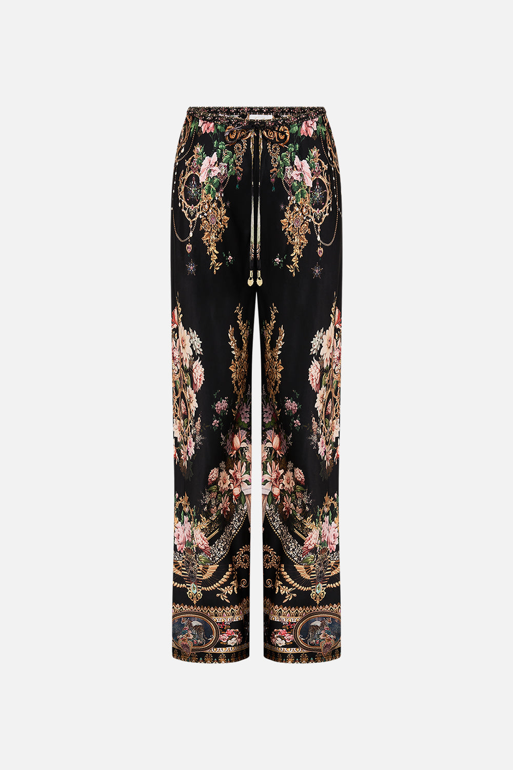 The CAMILLA BIAS CUT DRAWSTRING PANT DYNASTY DAZE in our  print.