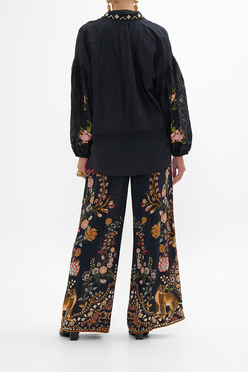 CAMILLA Embroidered Balloon Sleeve Shirt Blouse Loom to Tomb print