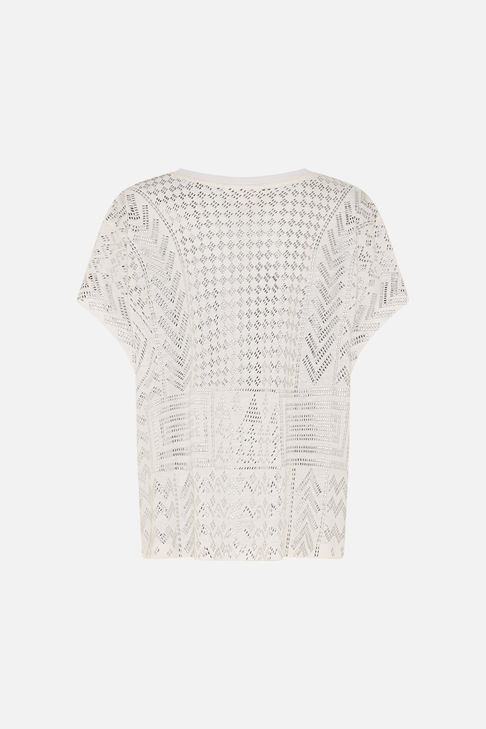 CAMILLA White T-Shirt with Dropped Armhole in Valley of the Queens print
