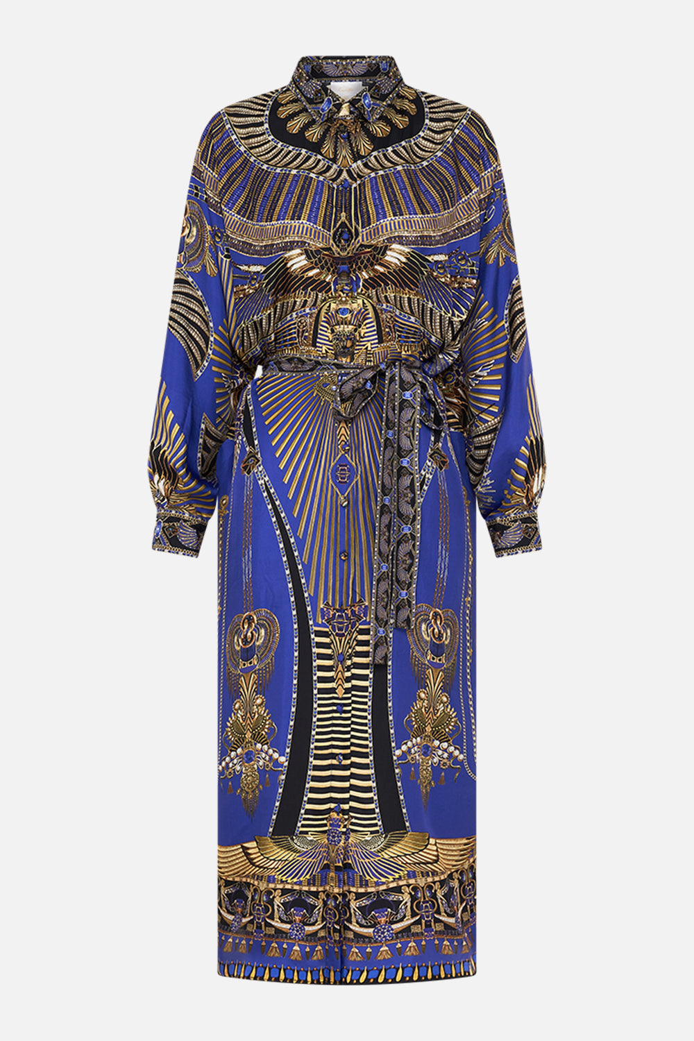 CAMILLA Collared Button Through Dress in My Fair Pharaoh print.  