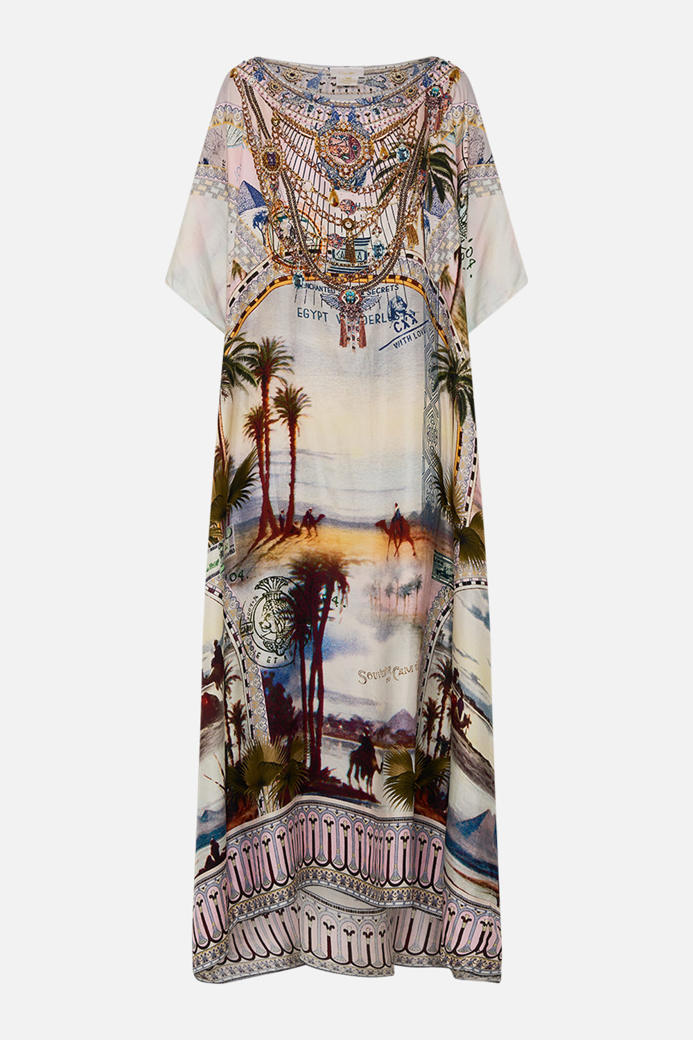 CAMILLA  round neck kaftan in Call Me in Cairo print.