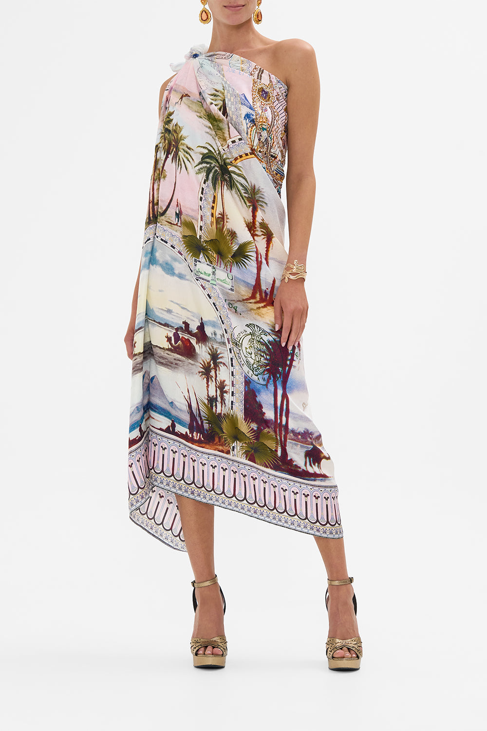 CAMILLA  round neck kaftan in Call Me in Cairo print.