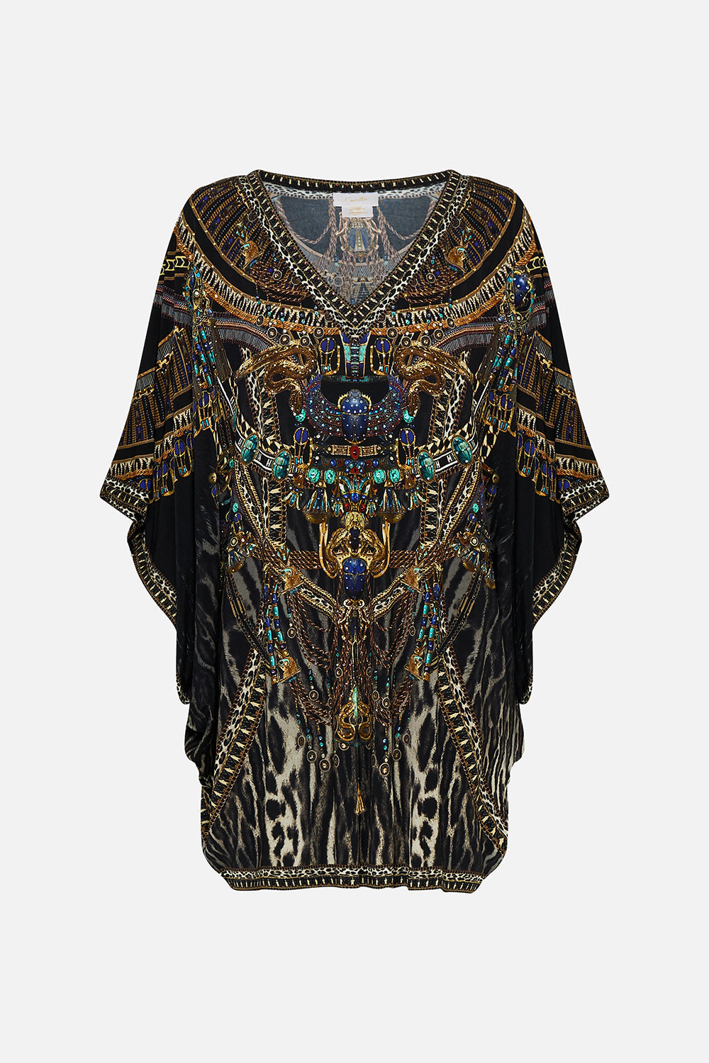 CAMILLA Bast Sleeve Dress in Cat Worship print. 