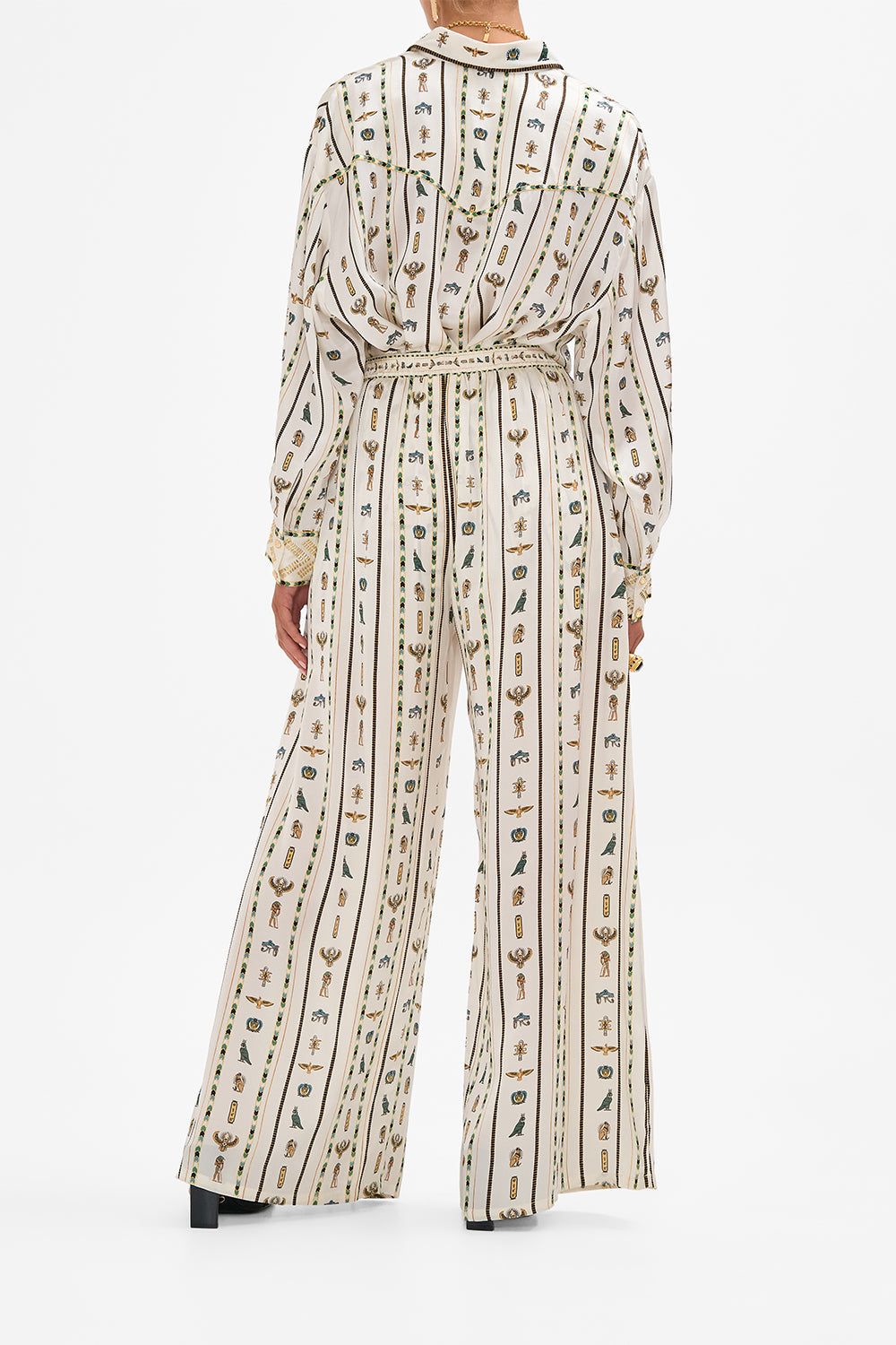 The CAMILLA TUCK FRONT PANT VALLEY OF THE QUEENS in our  print.