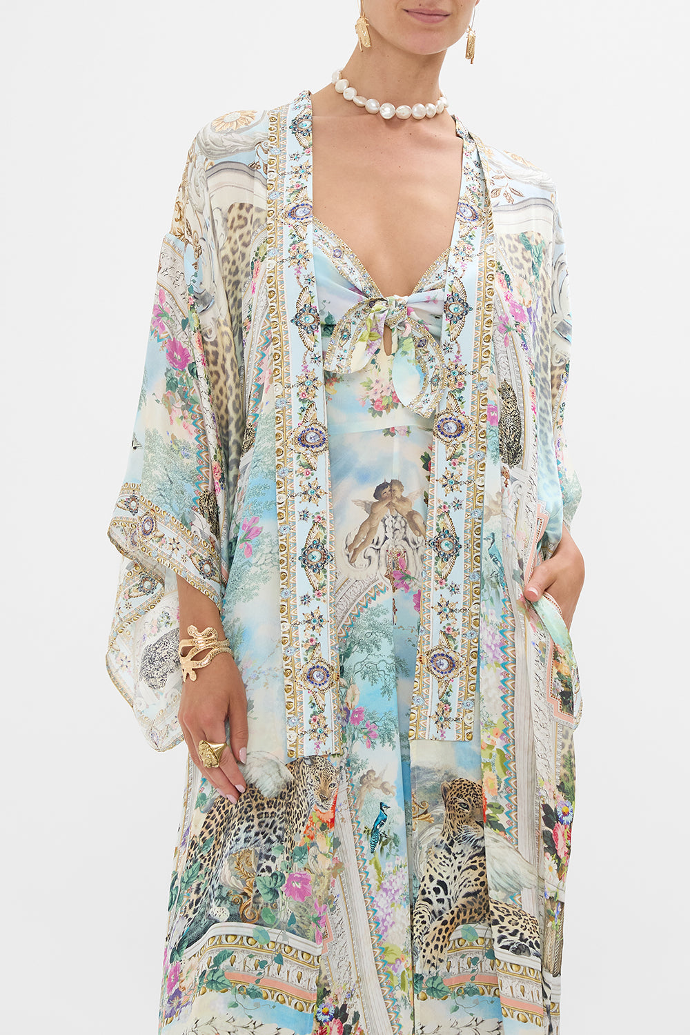 CAMILLA Kimono Layer with Collar in We Always Have Alexandria print. 