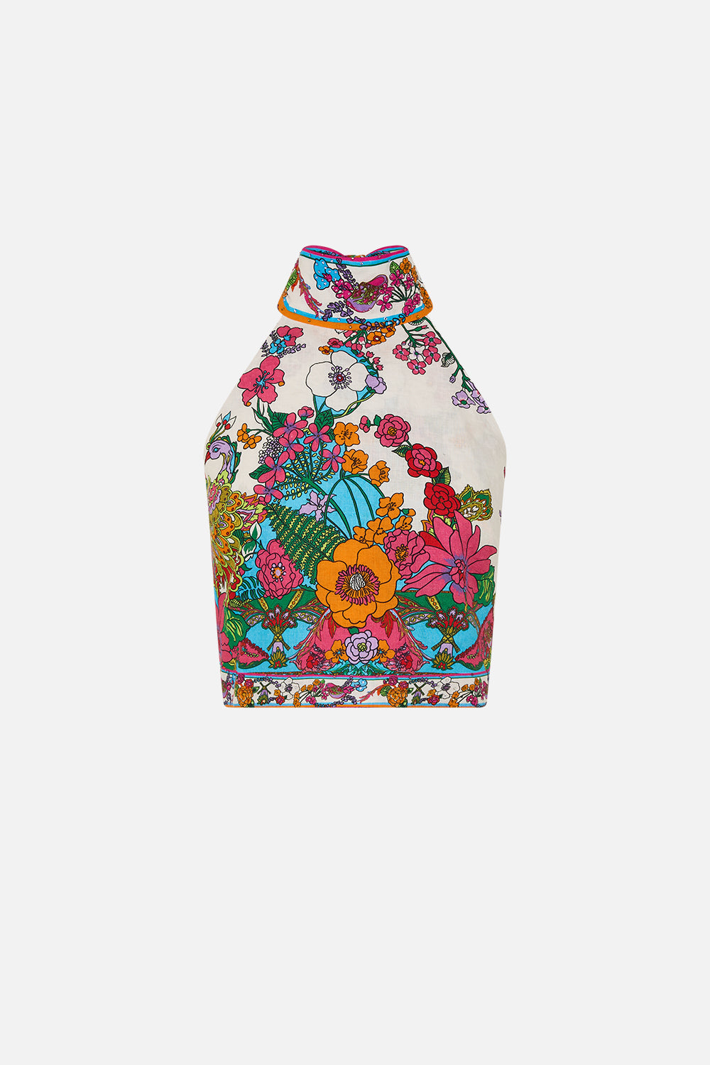 The CAMILLA HALTER TIE BACK TOP COSMIC PRAIRIE in our  print.