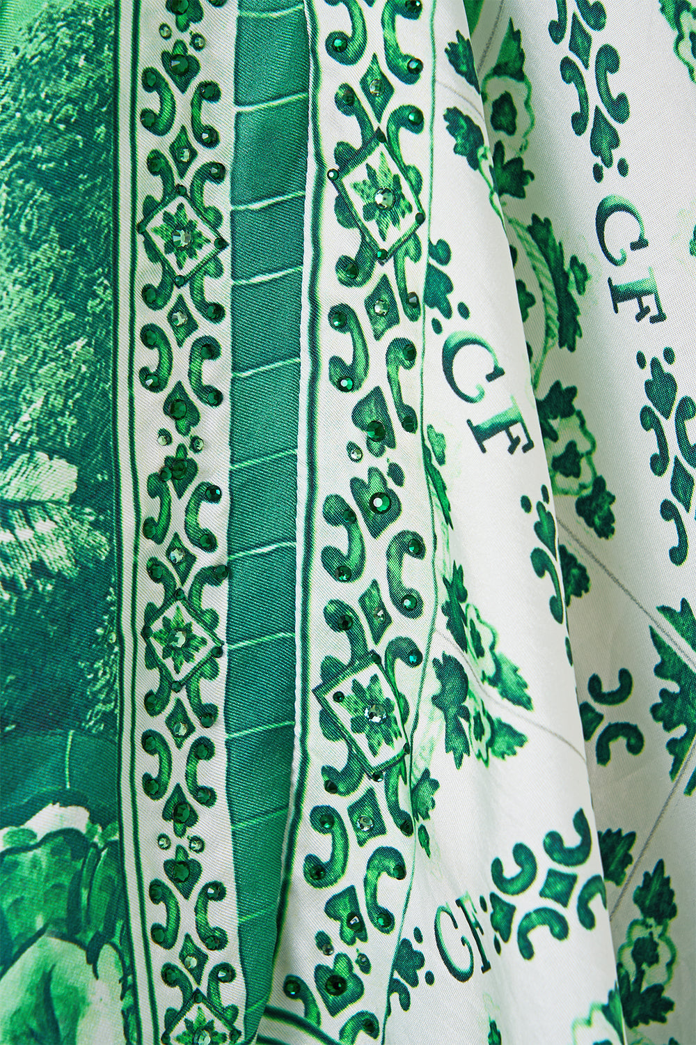 The CAMILLA KNOTTED SCARF TOP CORRIDOR OF CALM in our  print.