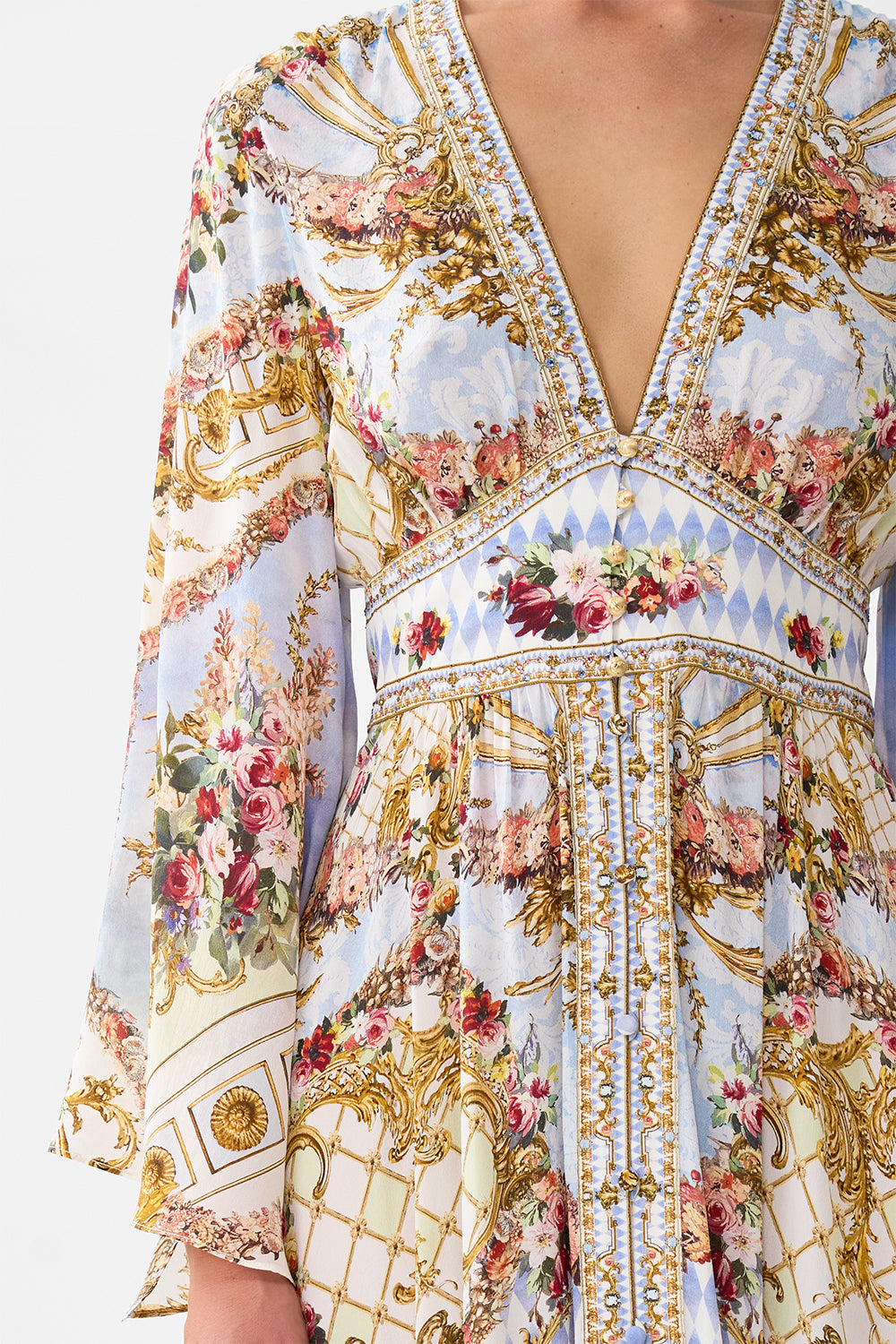 KIMONO SLEEVE DRESS WITH SHIRRING DETAIL THRONE GAMES