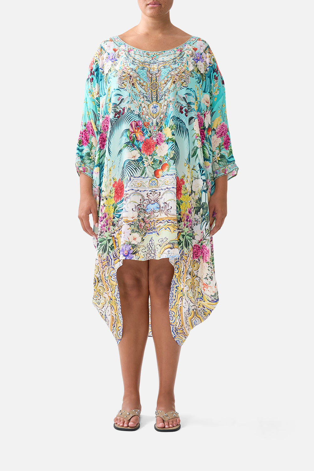 SCOOP BACK HEM DRESS GARDENS OF QUELUZ