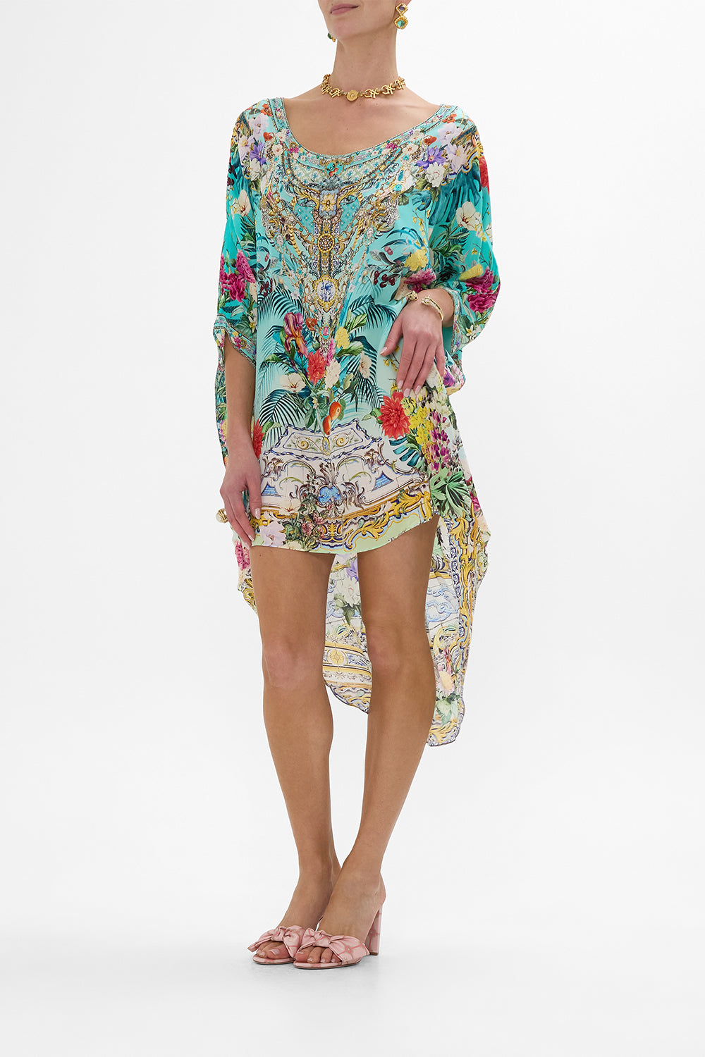 SCOOP BACK HEM DRESS GARDENS OF QUELUZ