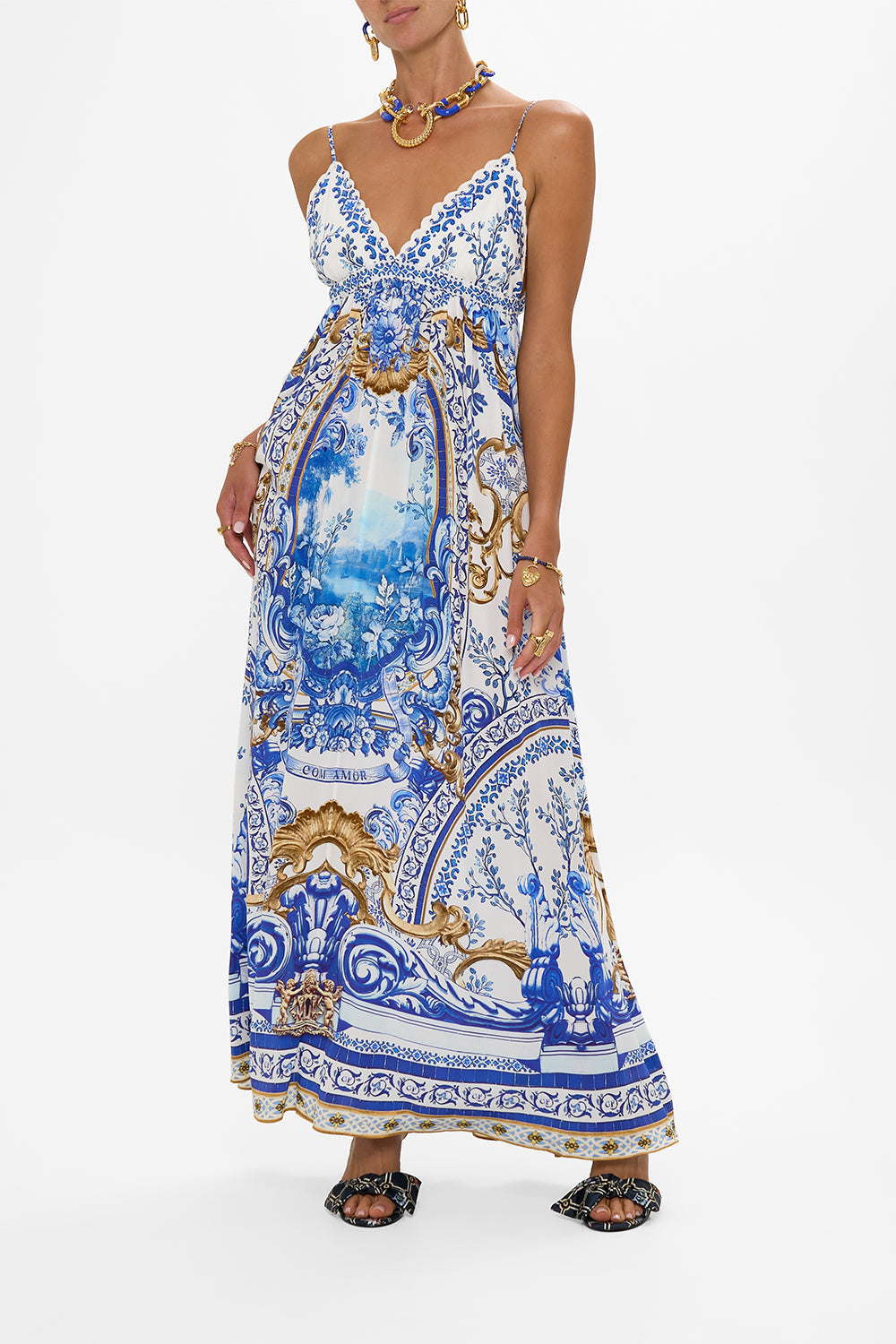 The CAMILLA BRALETTE DETAIL DRESS AZUL ADVENTURES in our AZUL ADVENTURES print.