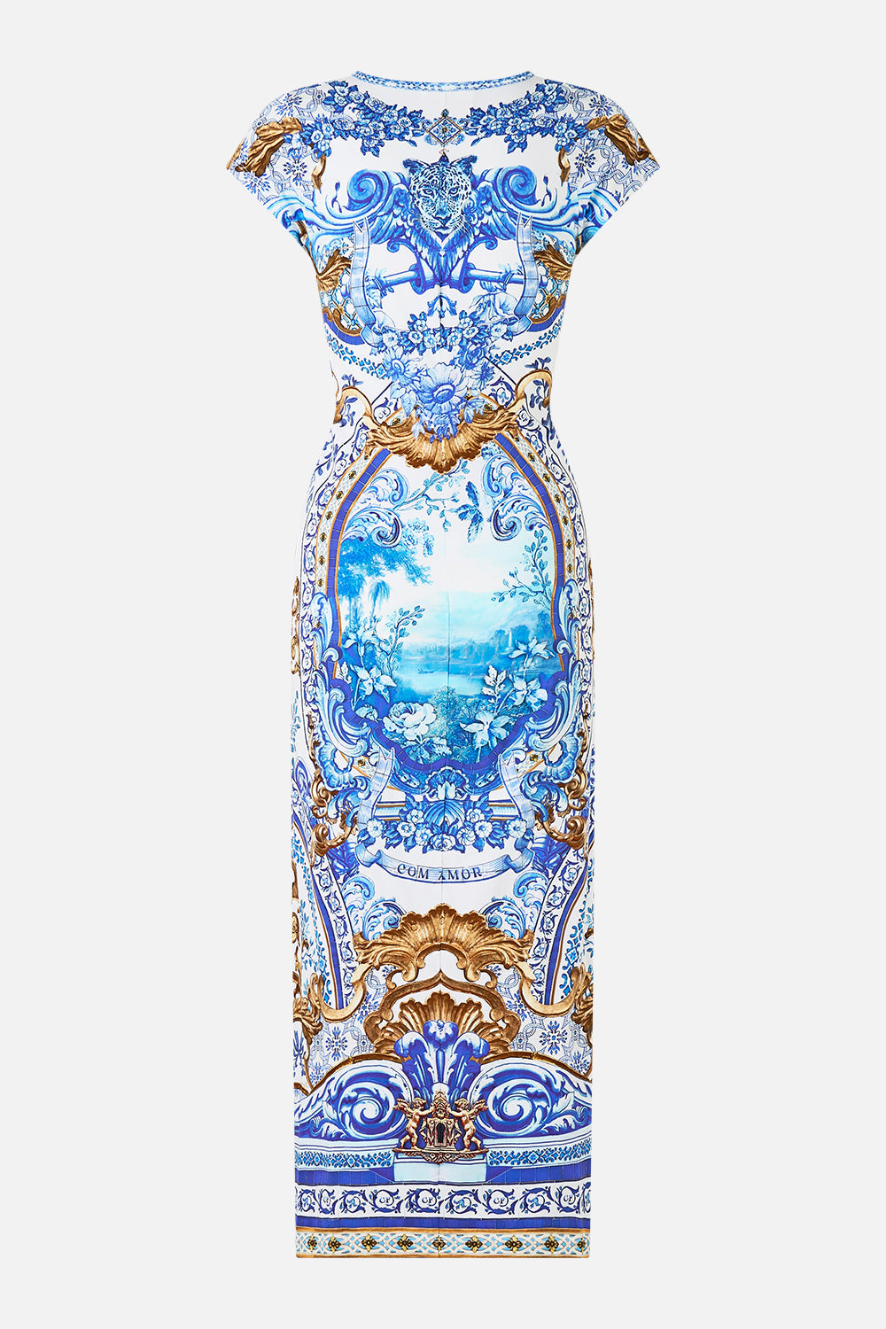 The CAMILLA JERSEY TANK DRESS WITH CAP SLEEVES AZUL ADVENTURES in our  print.