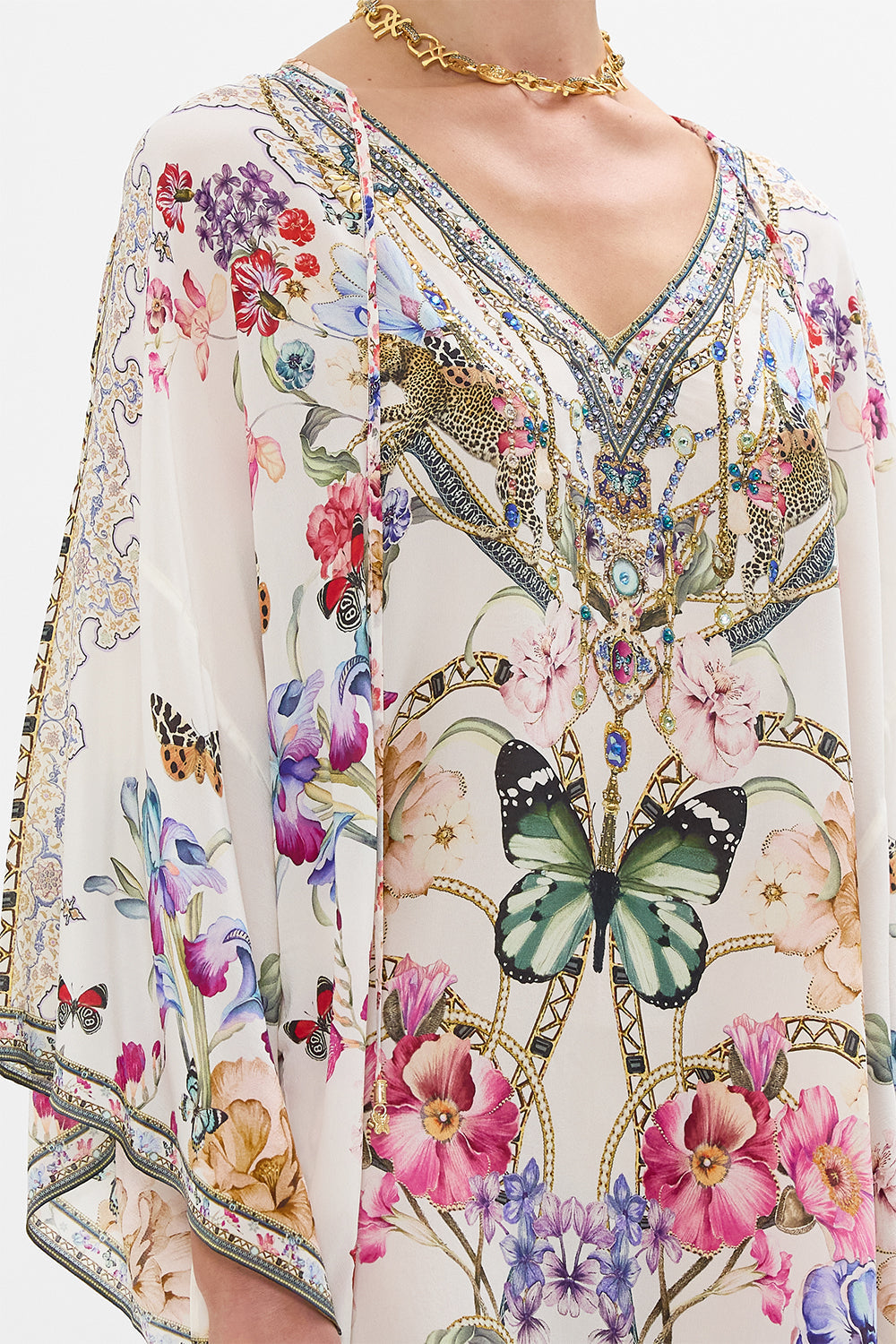 V NECK SHORT KAFTAN WITH TIES MONSERRATE MAGIC