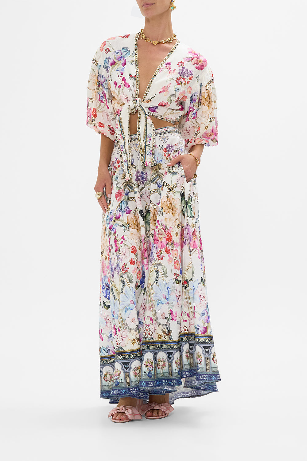 TIE FRONT PUFF SLEEVE TOP MONSERRATE MAGIC