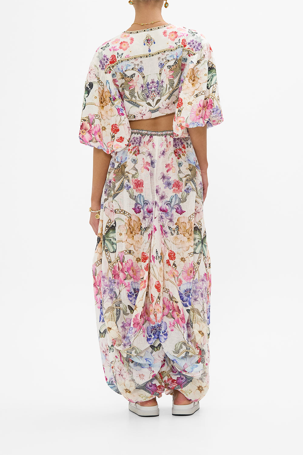 The CAMILLA PANELLED HAREM PANT WITH TIE WAIST MONSERRATE MAGIC in our  print.