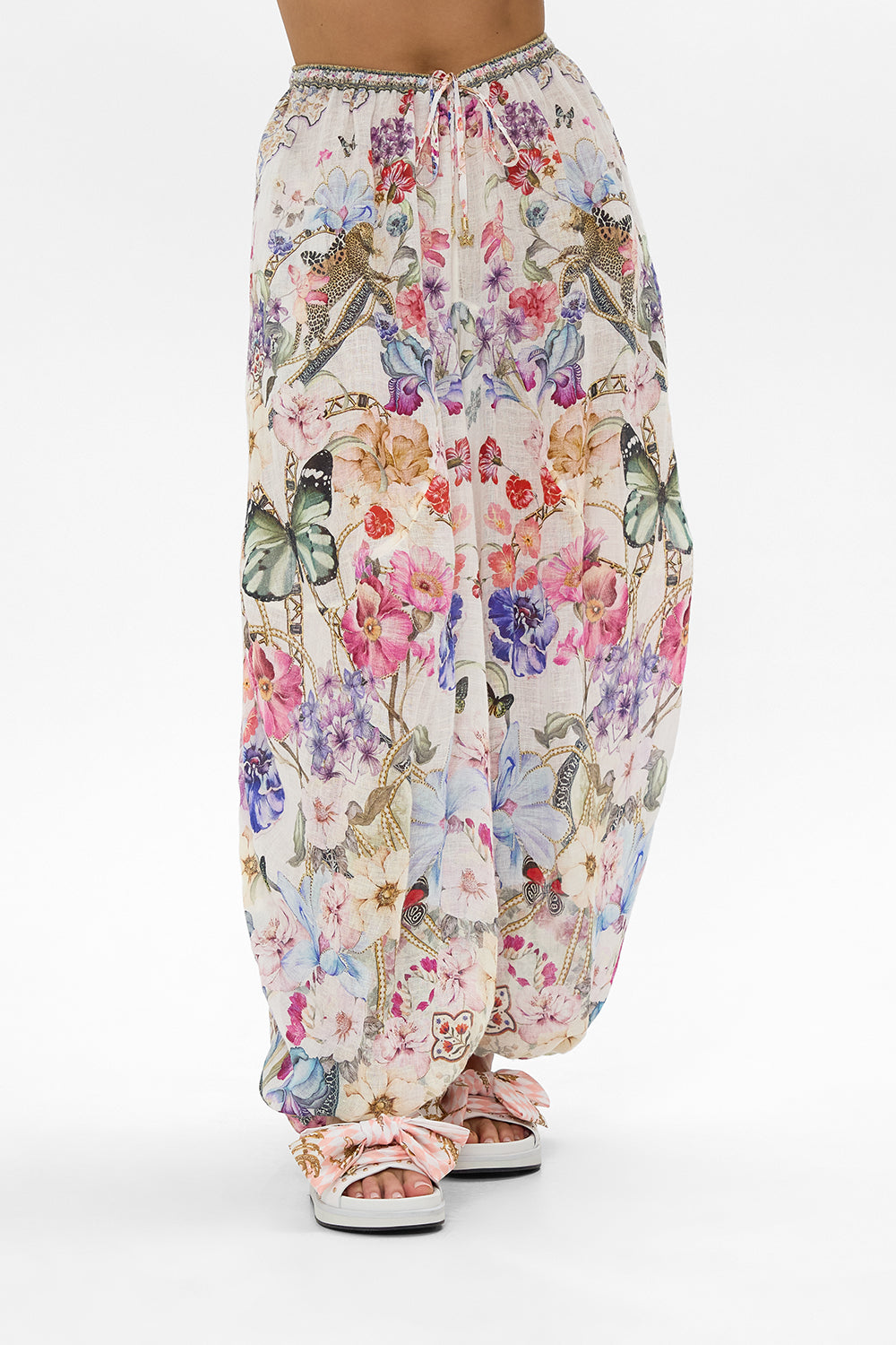 The CAMILLA PANELLED HAREM PANT WITH TIE WAIST MONSERRATE MAGIC in our  print.
