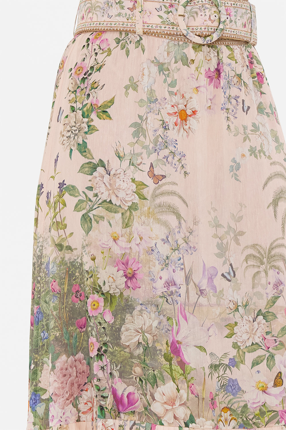 The CAMILLA SKIRT WITH DEEP HEM FRILL AND BELT PALACIO PLAYGROUND in our  print.