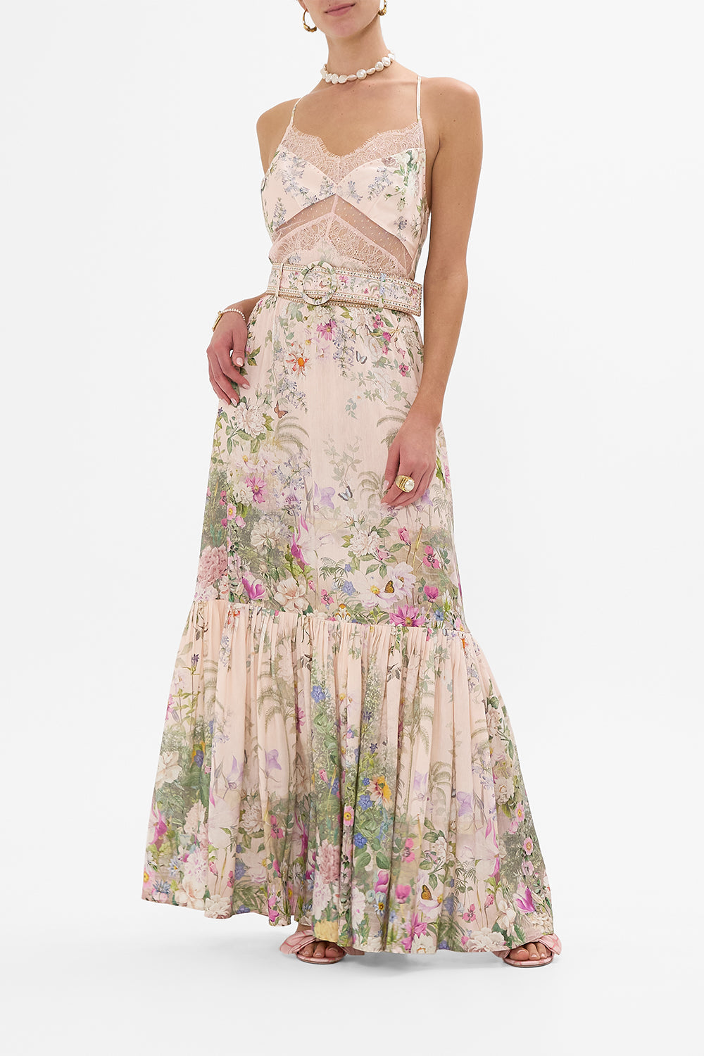 The CAMILLA SKIRT WITH DEEP HEM FRILL AND BELT PALACIO PLAYGROUND in our PALACIO PLAYGROUND print.