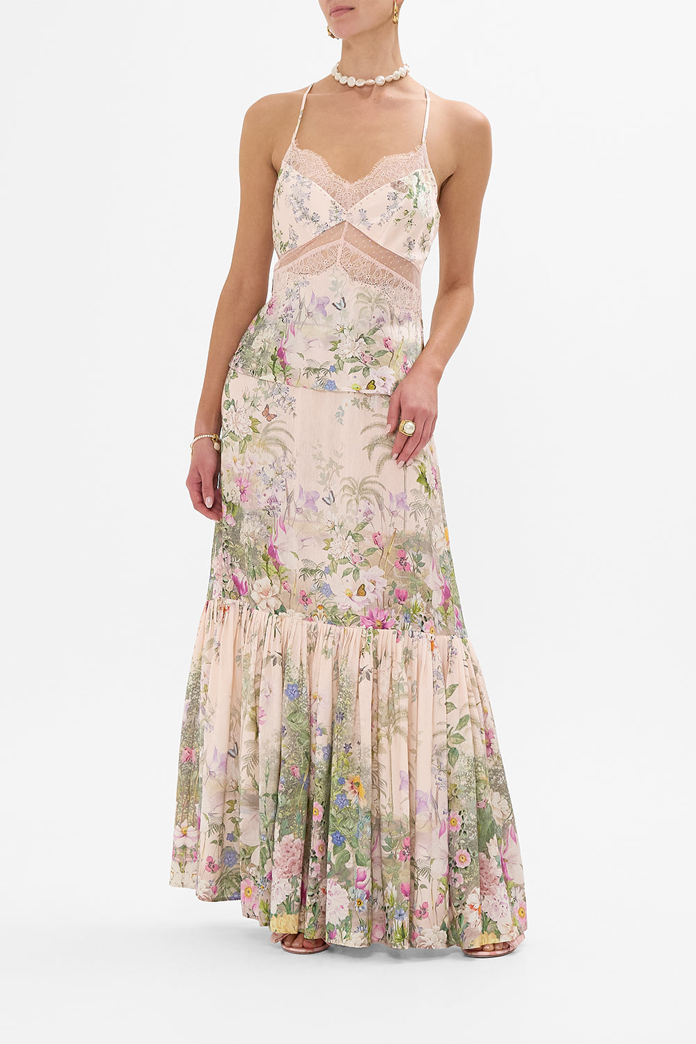 The CAMILLA SKIRT WITH DEEP HEM FRILL AND BELT PALACIO PLAYGROUND in our  print.
