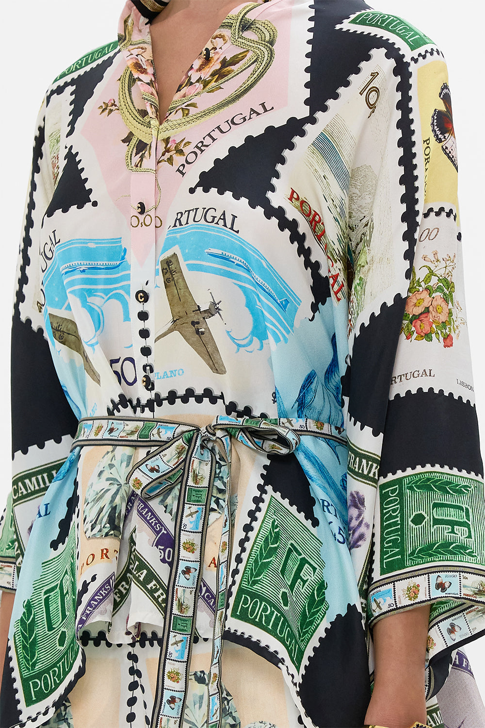 The CAMILLA BUTTON THROUGH SCARF BLOUSE MY PORTO PEN PAL in our  print.