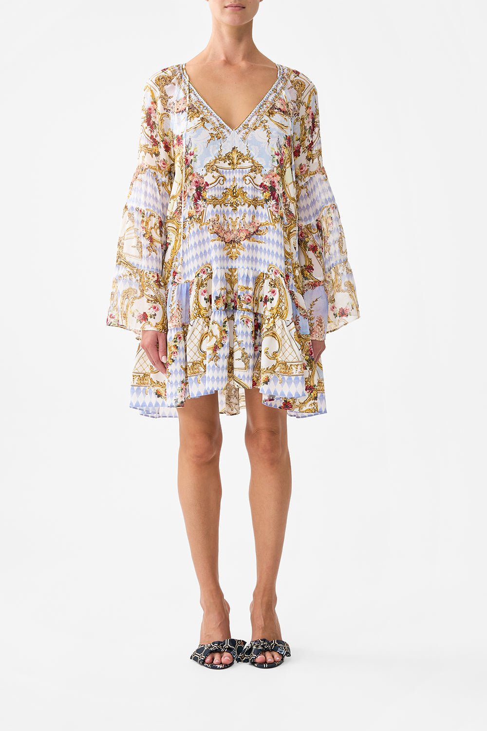 A-LINE GATHERED PANEL DRESS THRONE GAMES