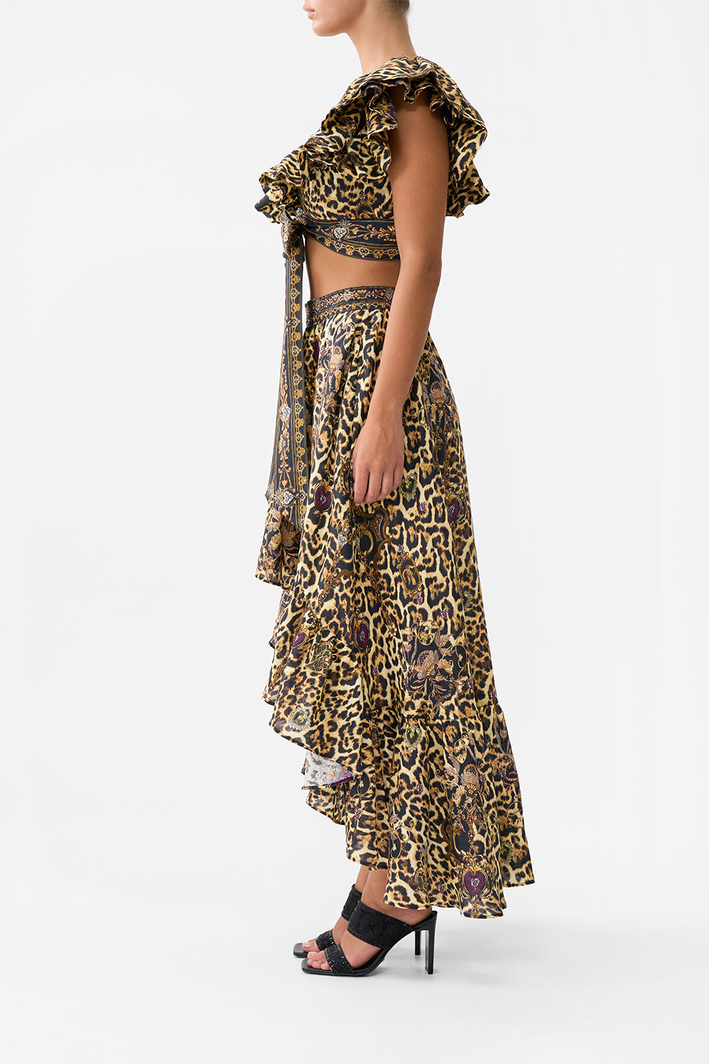 The CAMILLA RUFFLE WRAP TOP SAINTS AND SISTERS in our  print.