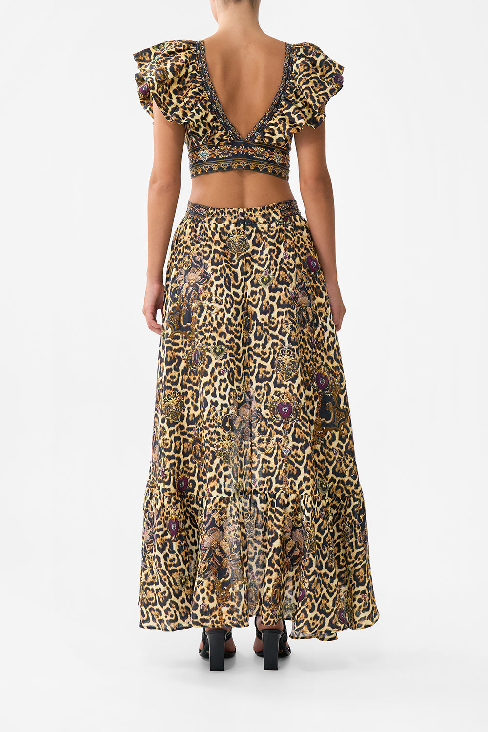 The CAMILLA RUFFLE WRAP TOP SAINTS AND SISTERS in our  print.
