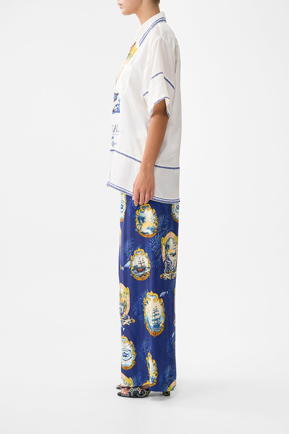The CAMILLA OVERSIZED SHIRT SONG OF SAINT ANTHONY in our  print.