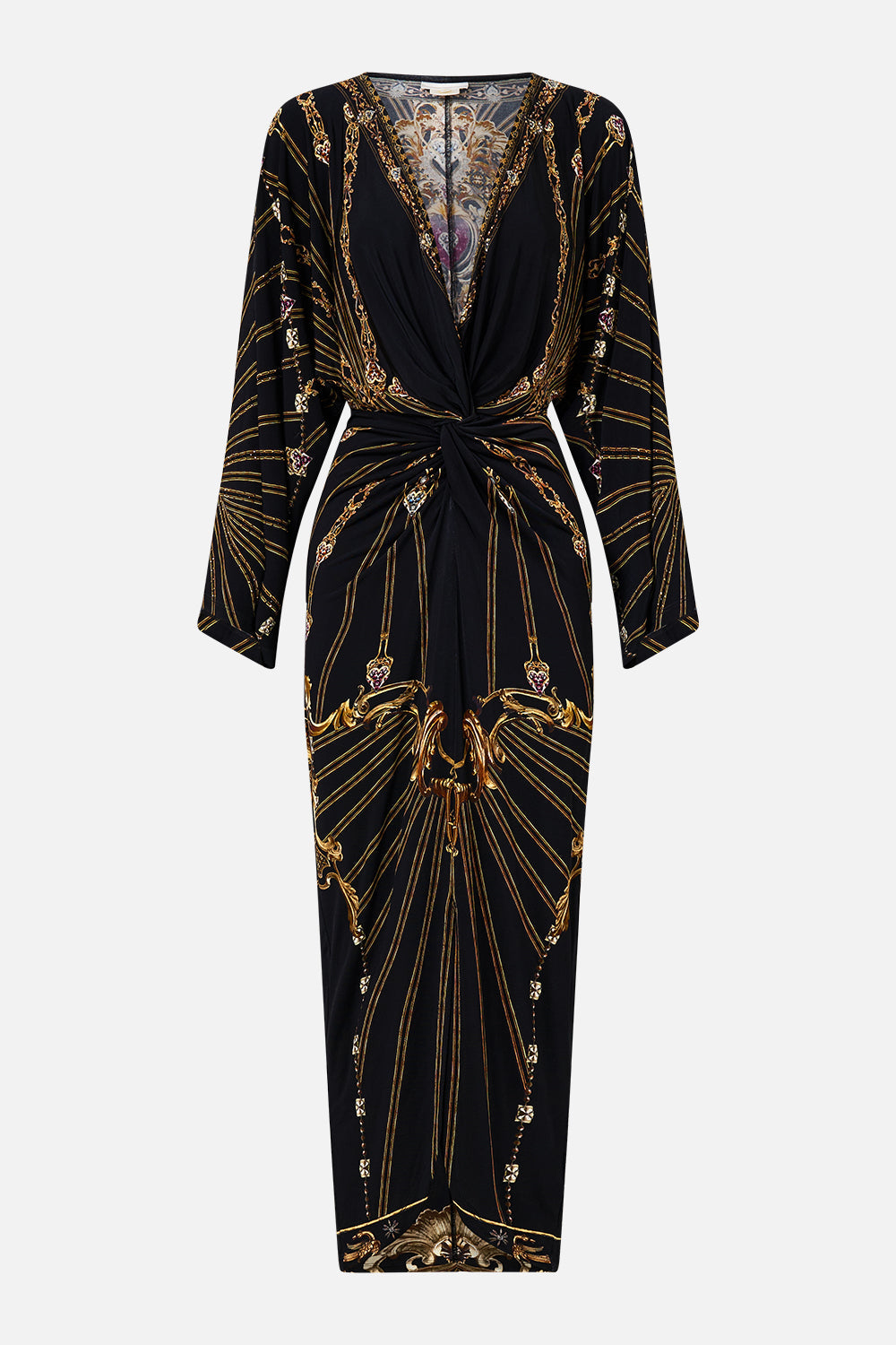 LONG SPLIT FRONT TWIST DRESS BAROQUE AROUND THE CLOCK