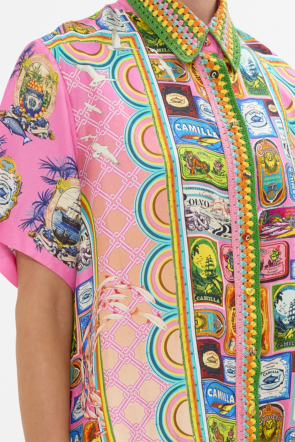 The CAMILLA CLASSIC SHIRT SALTY SPLENDOUR in our  print.
