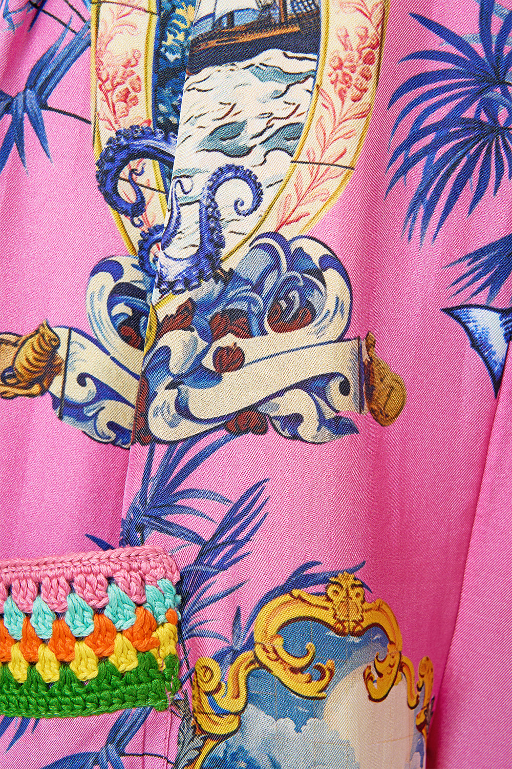 The CAMILLA WIDE LEG TROUSER WITH FRONT POCKETS SALTY SPLENDOUR in our  print.