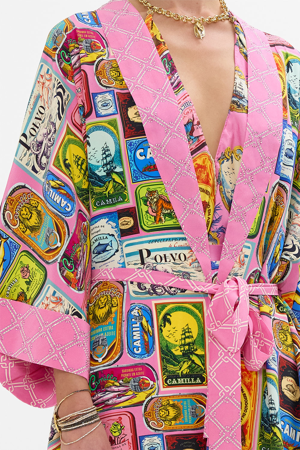 LONG ROBE WITH NARROW COLLAR SALTY SPLENDOUR