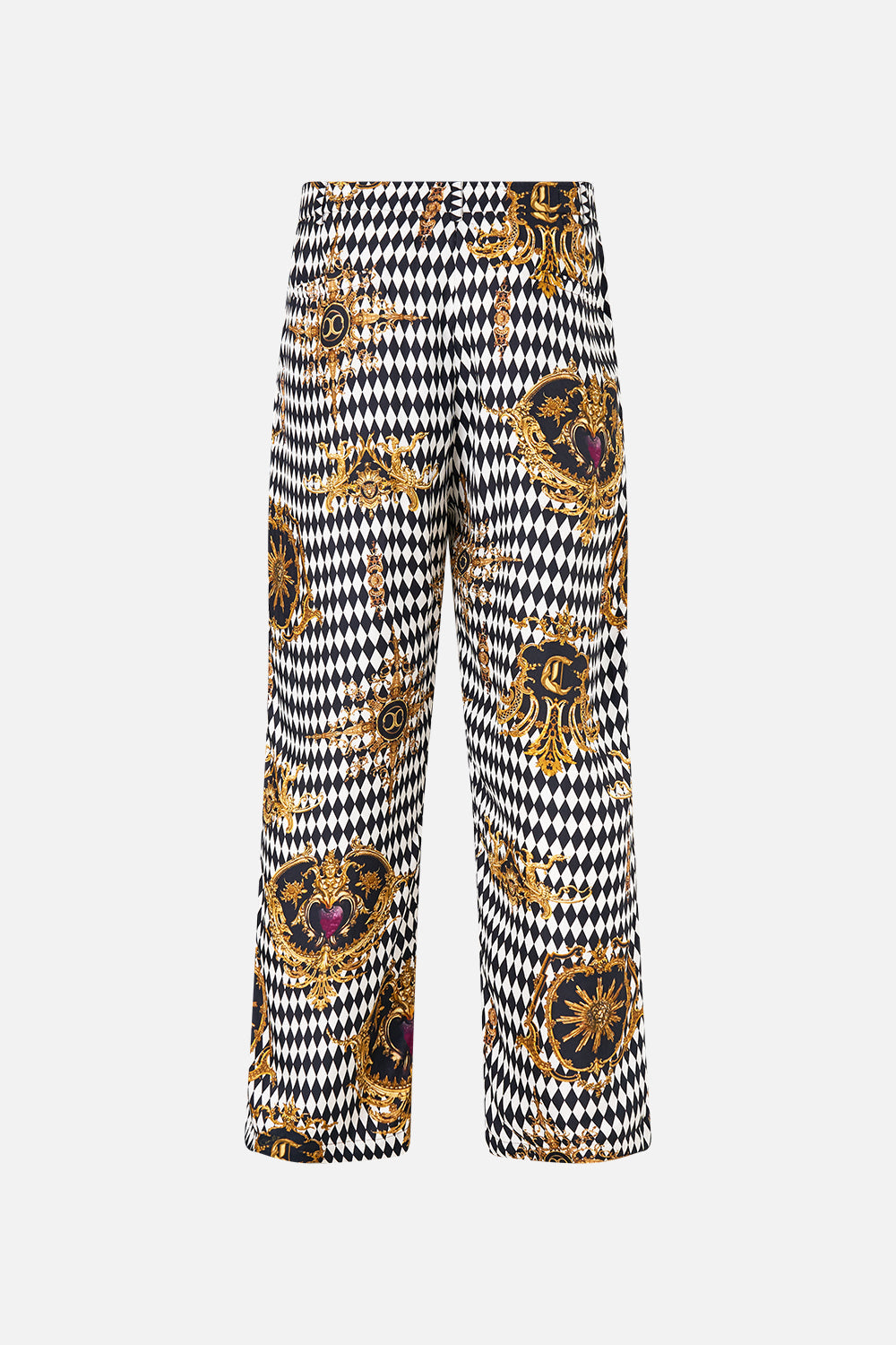 The CAMILLA TAILORED LOUNGE PANT MONARCHY MANIA in our  print.