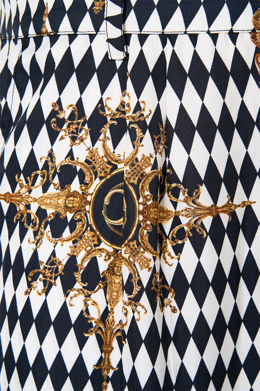 The CAMILLA TAILORED LOUNGE PANT MONARCHY MANIA in our  print.