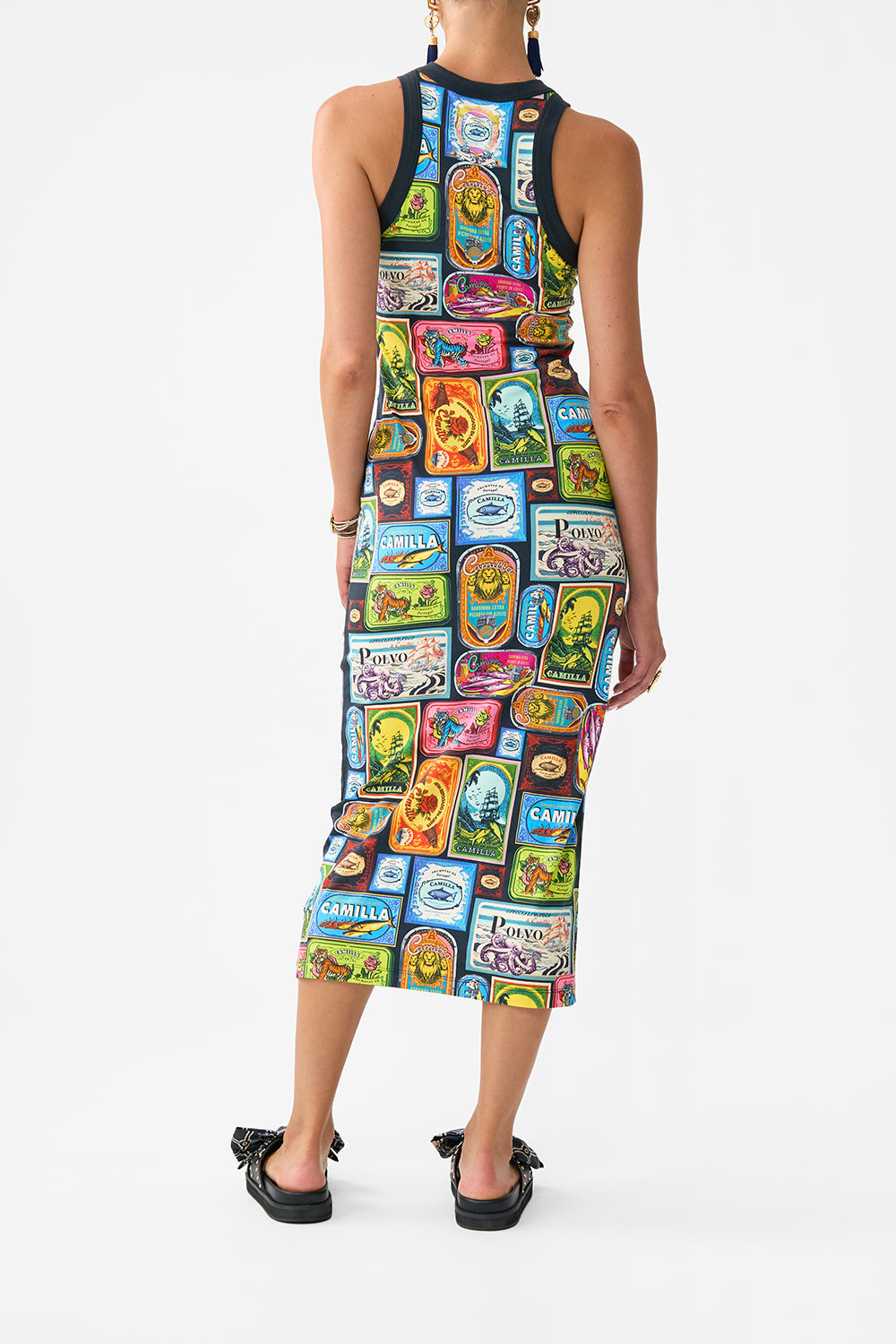 The CAMILLA JERSEY TANK DRESS SAL DO MAR in our  print.