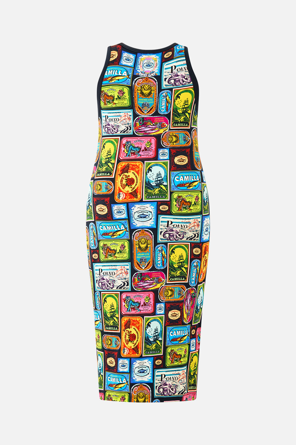The CAMILLA JERSEY TANK DRESS SAL DO MAR in our  print.