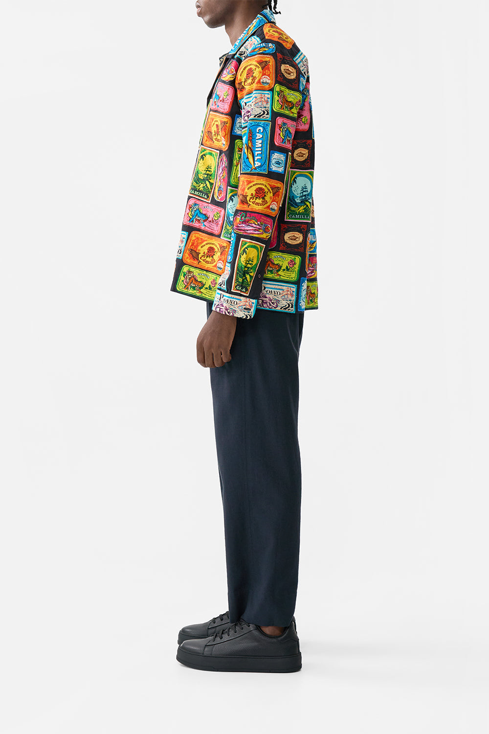 PATCHWORK LONG SLEEVE CAMP COLLAR SHIRT SAL DO MAR