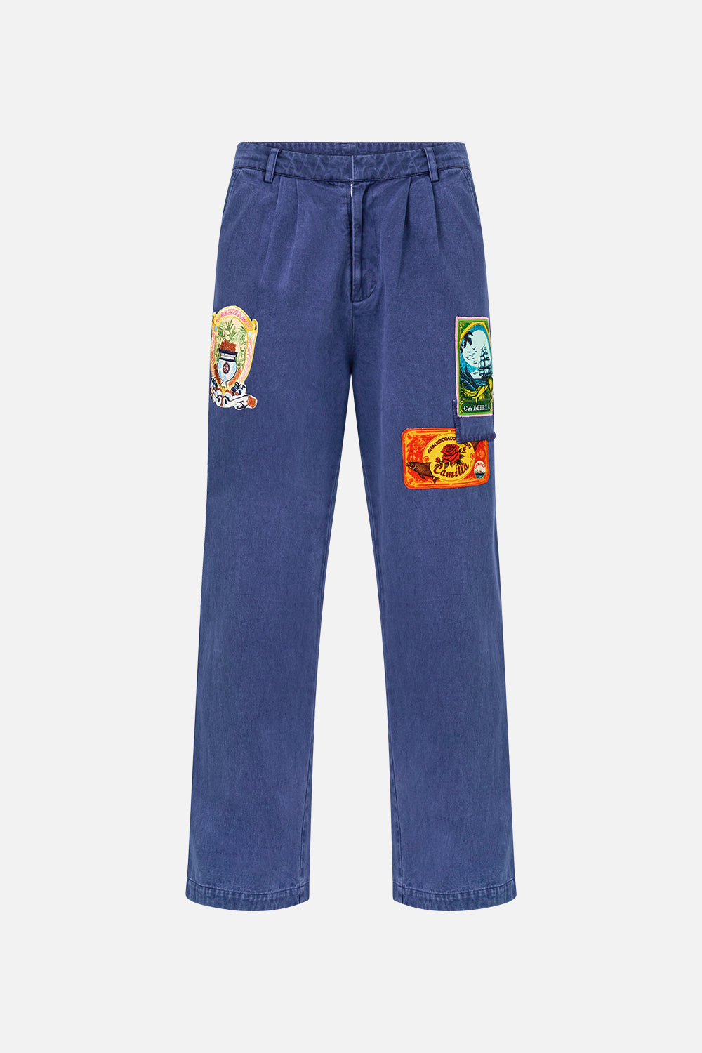The CAMILLA STRAIGHT LEG PLEATED CHINO SONG OF SAINT ANTHONY in our  print.