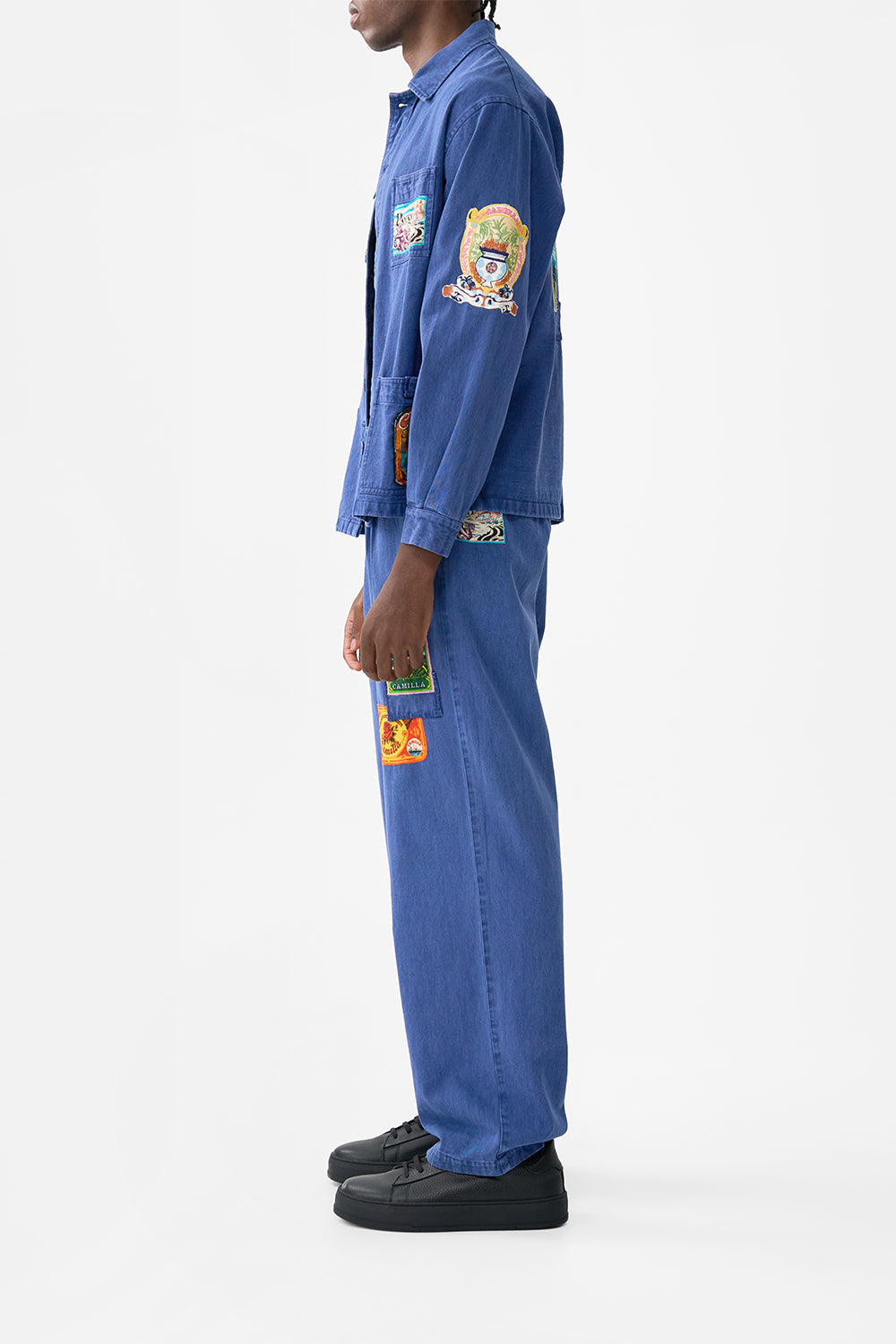The CAMILLA STRAIGHT LEG PLEATED CHINO SONG OF SAINT ANTHONY in our  print.