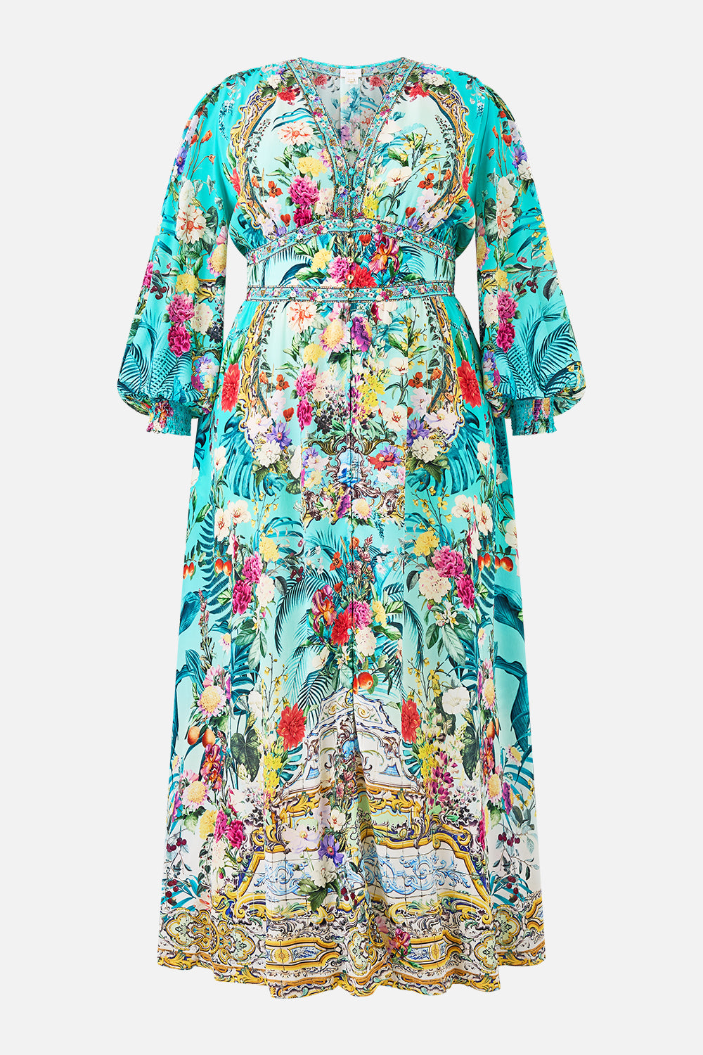 BUTTON DRESS WITH SHAPED WAISTBAND GARDENS OF QUELUZ